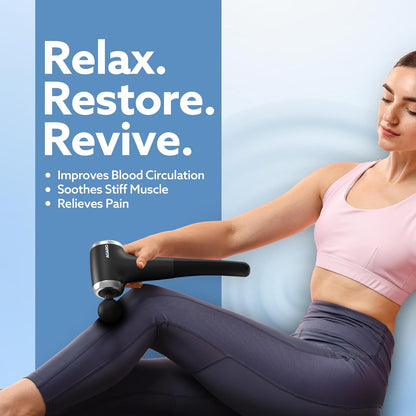 AGARO Regency Gun Massager, 4 Heads, 13 Speed, Rechargeable, Handheld, Percussion Muscle Massager for Full Body Pain Relief, Muscle Relaxation of Neck, Shoulder, Back, Foot for Men & Women, Black