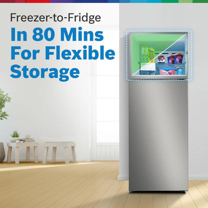Bosch 243L 3 Star Inverter Frost free Double Door Refrigerator (2023 Model, CTC27S031I, 6-in-1 Convertible, 18 Hours Cooling Retention, Digital Display, Super Freeze, 80min Covert, Silver Inox)