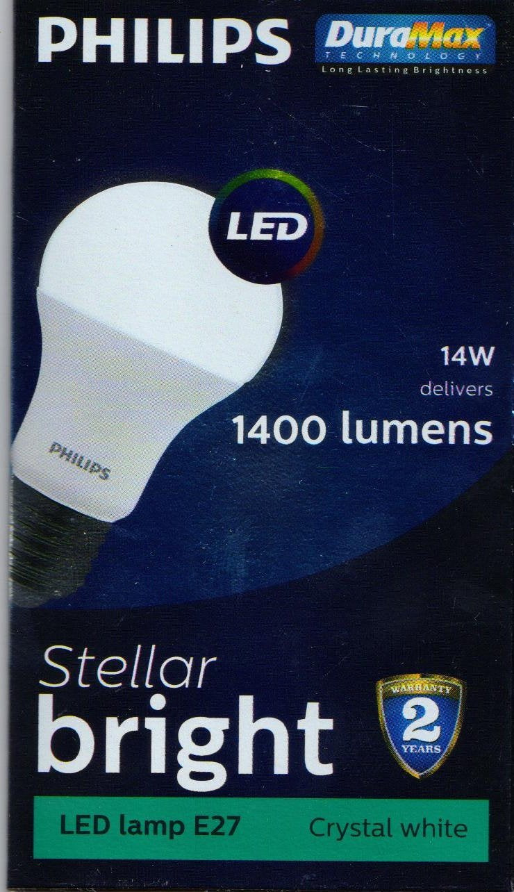 Philips Base E27 14-Watt LED Bulb (White, Cool Day Light) - Pack of 6
