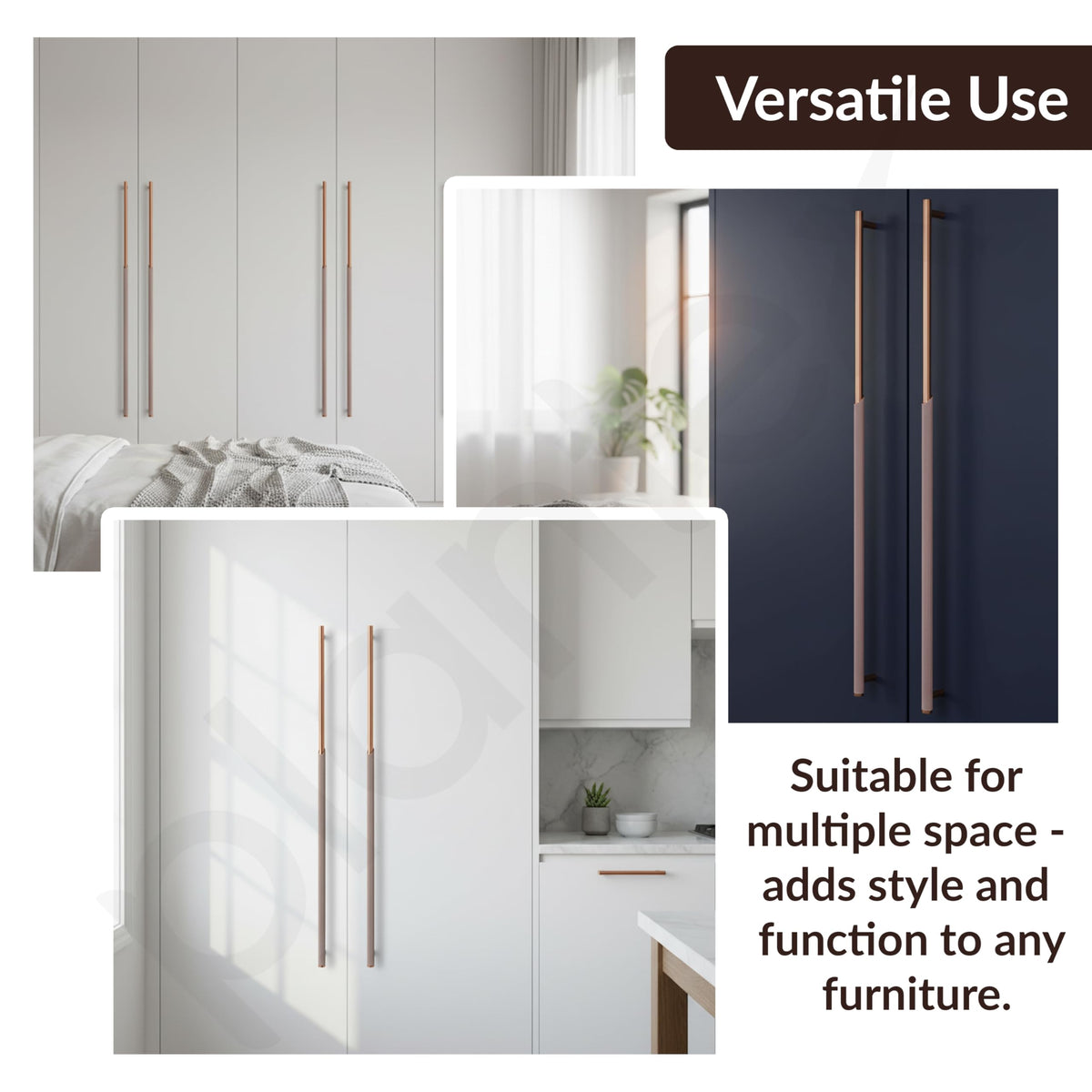 Plantex Stainless Steel & Aluminium Cabinet Handle/600mm Wardrobe Handle for Home/Cupboard Door Pull-Push Handles for Office - Pack of 1 (Rose Gold)-6