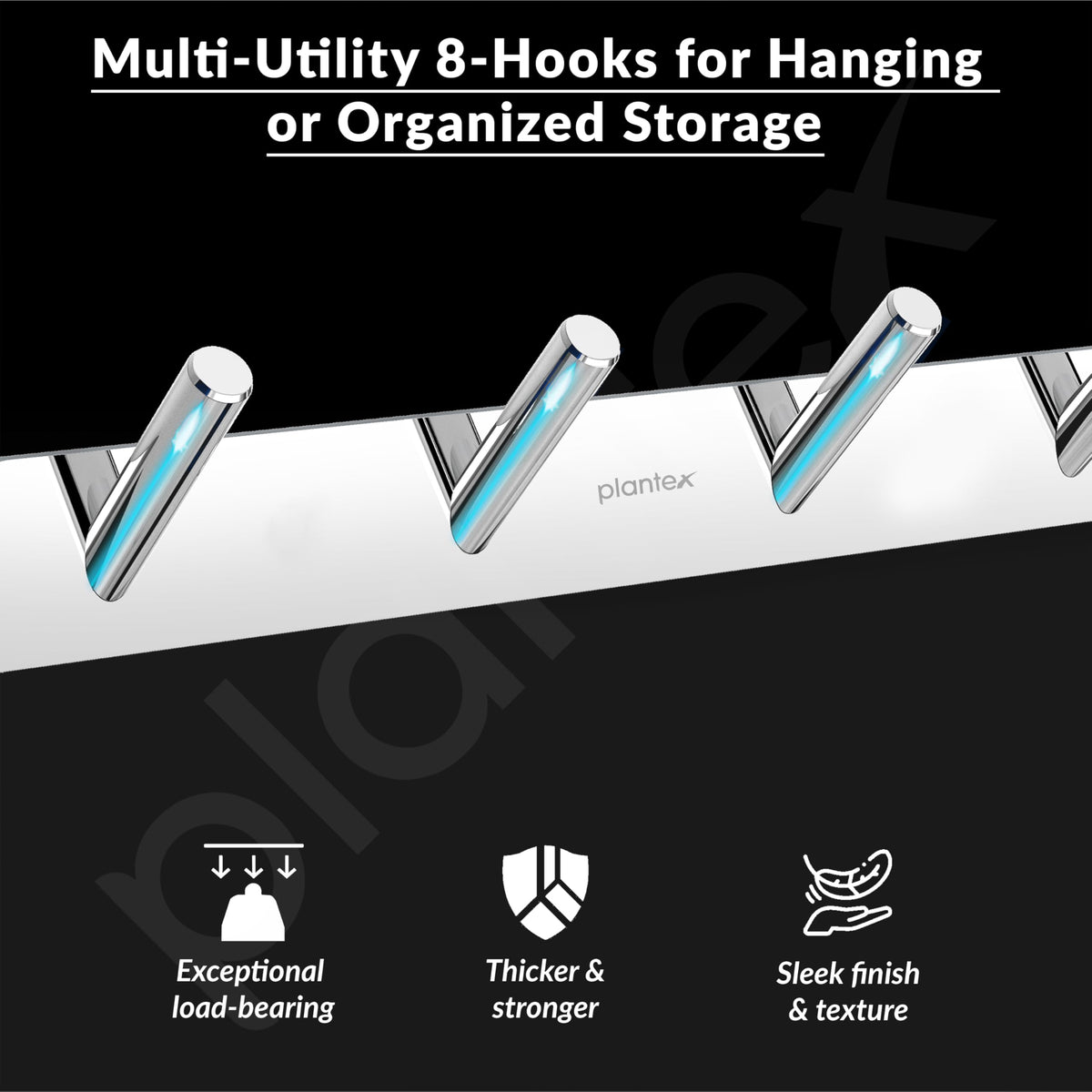 Plantex Wall Hooks for Hanging Cloth/Stainless Steel Towel Hangers/Bathroom Robe Hooks/Door Hangers/Round Wall Hook/Hook Rail for Hanging Keys - 8 Hooks (Pack of 3, Chrome)-5