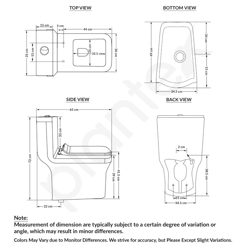 Plantex Commode for Toilet/One Piece Western Toilet with Rim Wash-Down Flush/Ceramic One Piece Commode with Soft Closing Toilet Seat - S Trap - (Lunar, White)-3