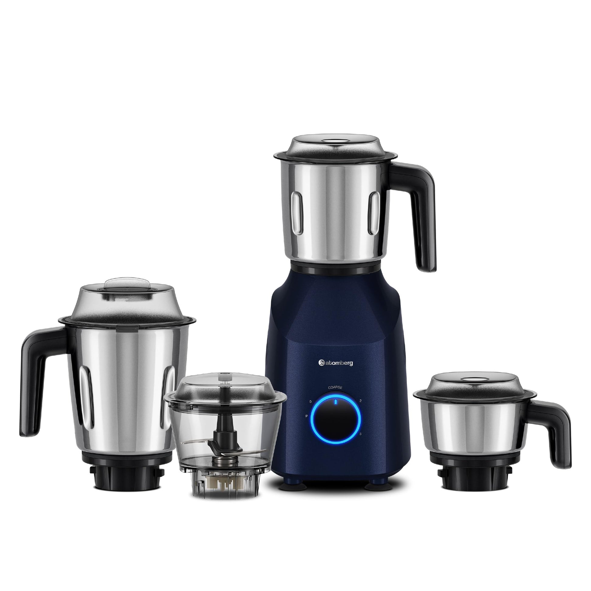 Atomberg Yulia 750 Watt Mixer Grinder | 4 Multipurpose Jars including Chopper Jar | Coarse Mode for Silbatta-like Textures | Powerful Intelligent Motor | Advanced Safety Features | Gloss Black
