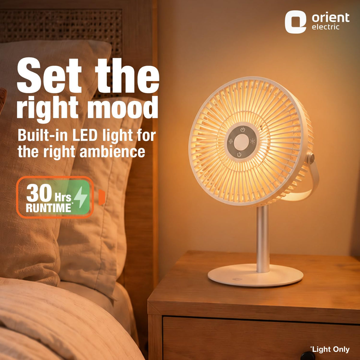 Orient Electric Lumo 7 inch Rechargeable Desk Fan with 6000 mAh Battery