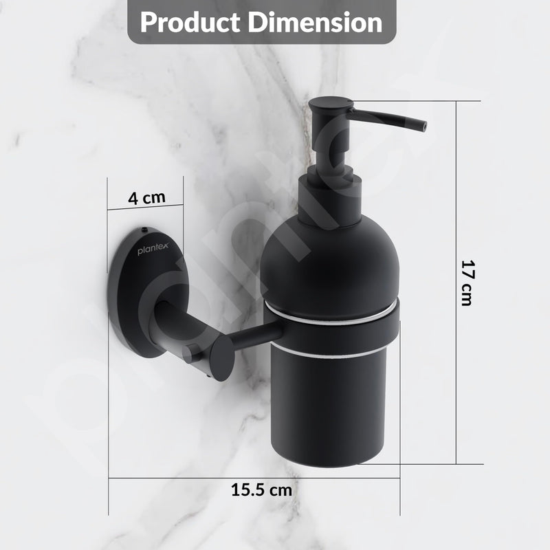 Plantex Liquid Soap Dispenser for Bathroom/304 Grade Stainless Steel Wall Mount handwash Dispenser/Shampoo Dispenser/Bathroom Accessories - Oreva (Black)-3