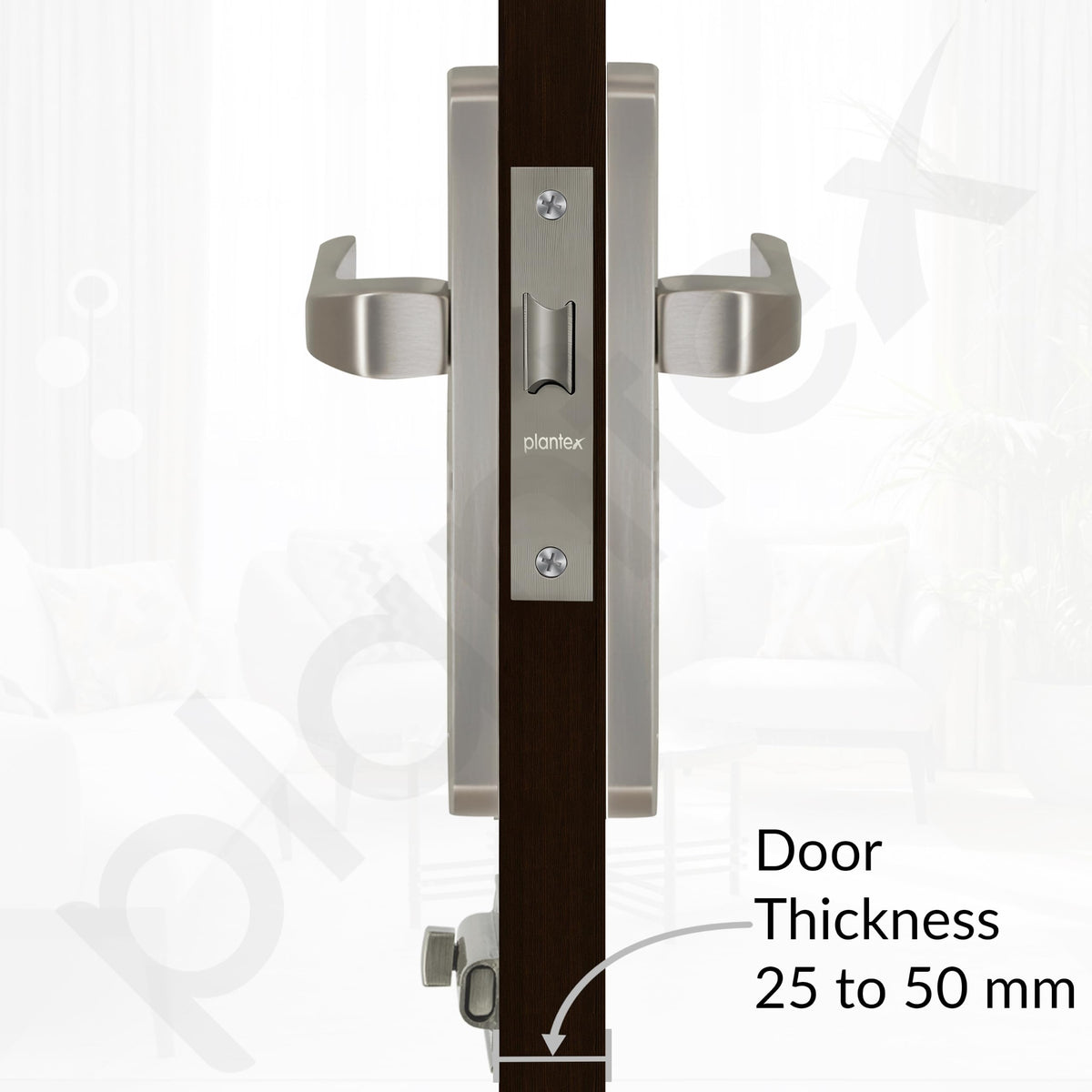 Plantex Heavy Duty Bathroom Door Lock/Mortise Handle Lock/8inch Keyless Plate Handle Set for Home/Bathroom/Store Room/Balcony/Office with Baby Latch (8132- Matt)-3