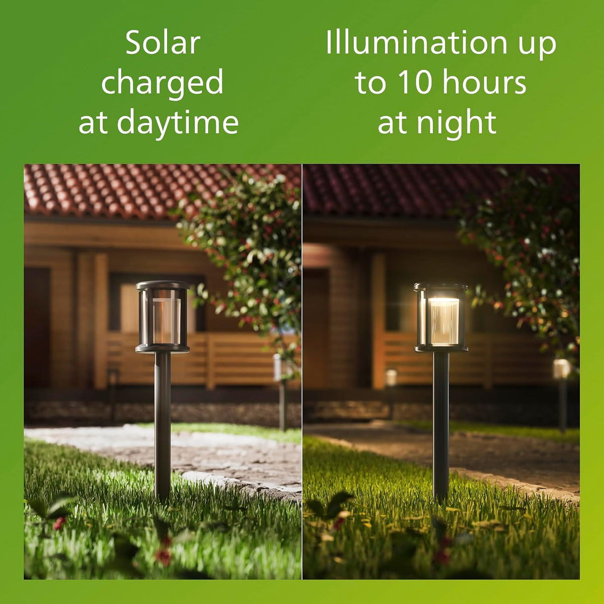 Philips Reina 3000K 50lm Solar Powered LED Outdoor Lights Black