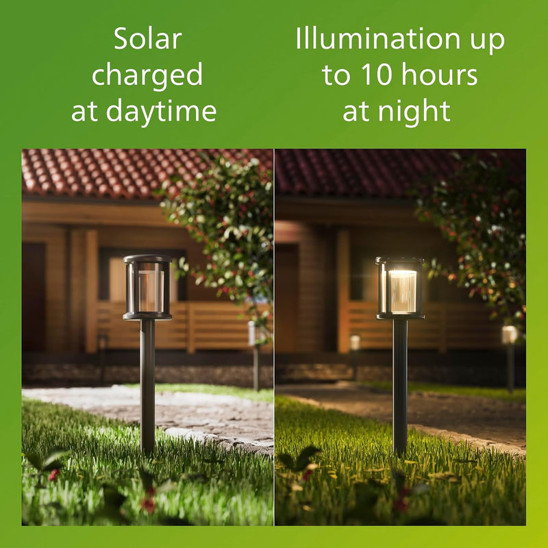 Philips Reina 3000K 50lm Solar Powered LED Outdoor Lights Black