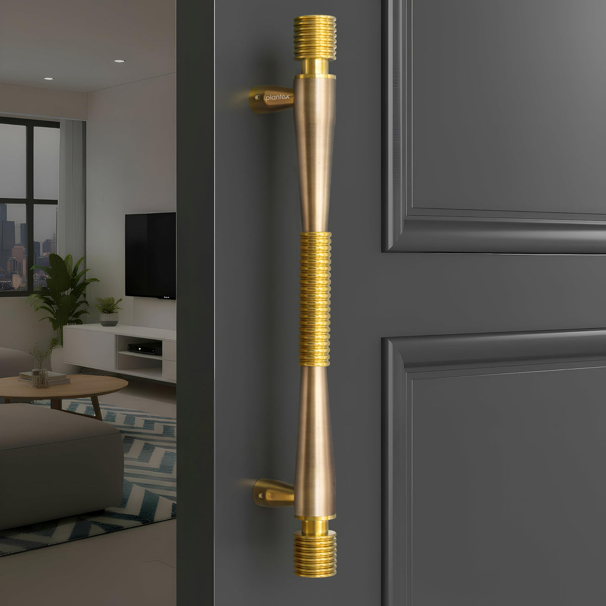 Plantex 12 Inch Main Door Handle/Stainless Steel Handle for Door/Pull-Push Handle for Home/Office/3 Years Warranty Pack of 1 (APS-147, Brass Antique & Gold)-1