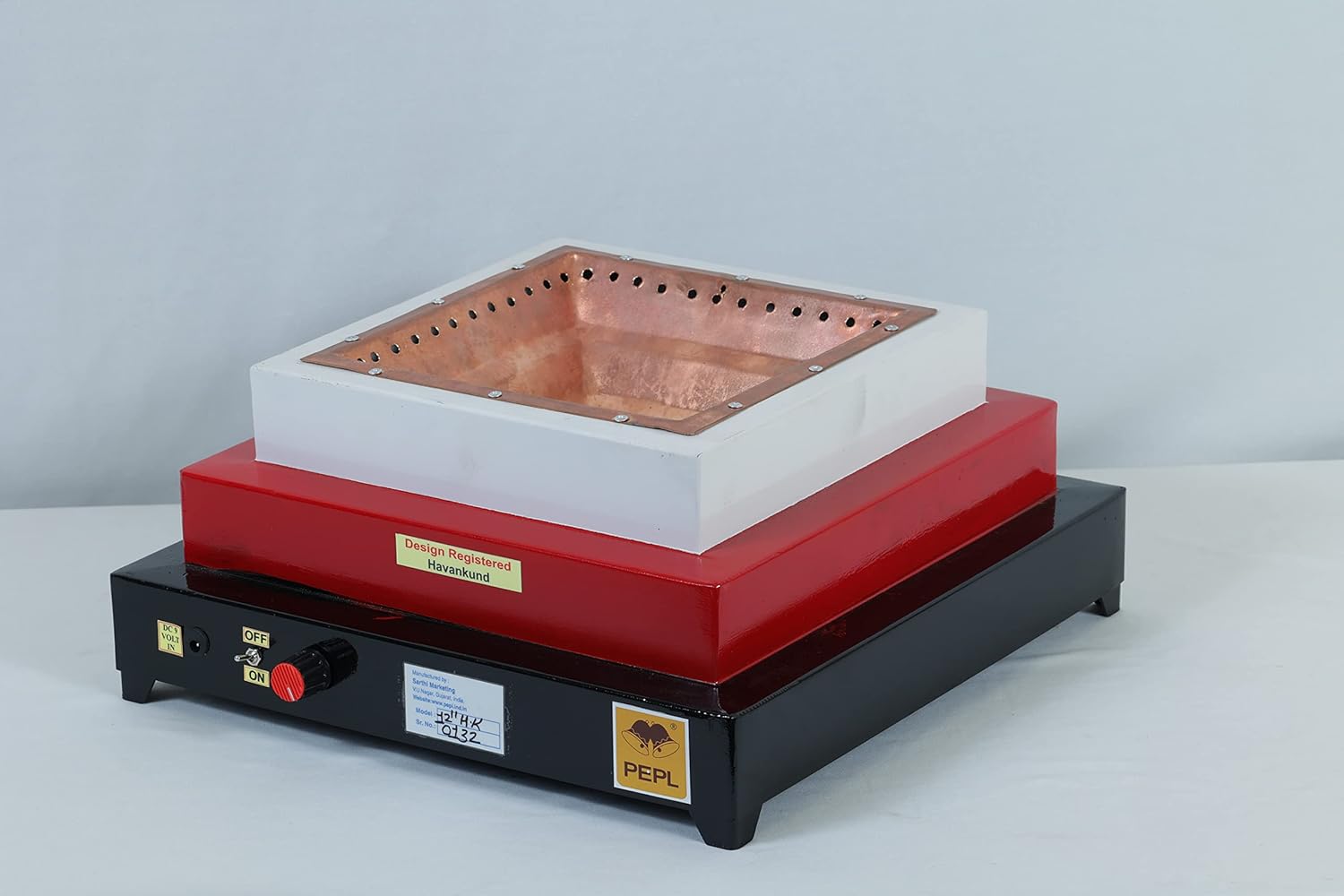 PEPL Mild Steel Bio flame Smokeless Havan Kund 12" Diagonal, Multicolour, Eco Friendly Pollution Free - Medium 12 Inch