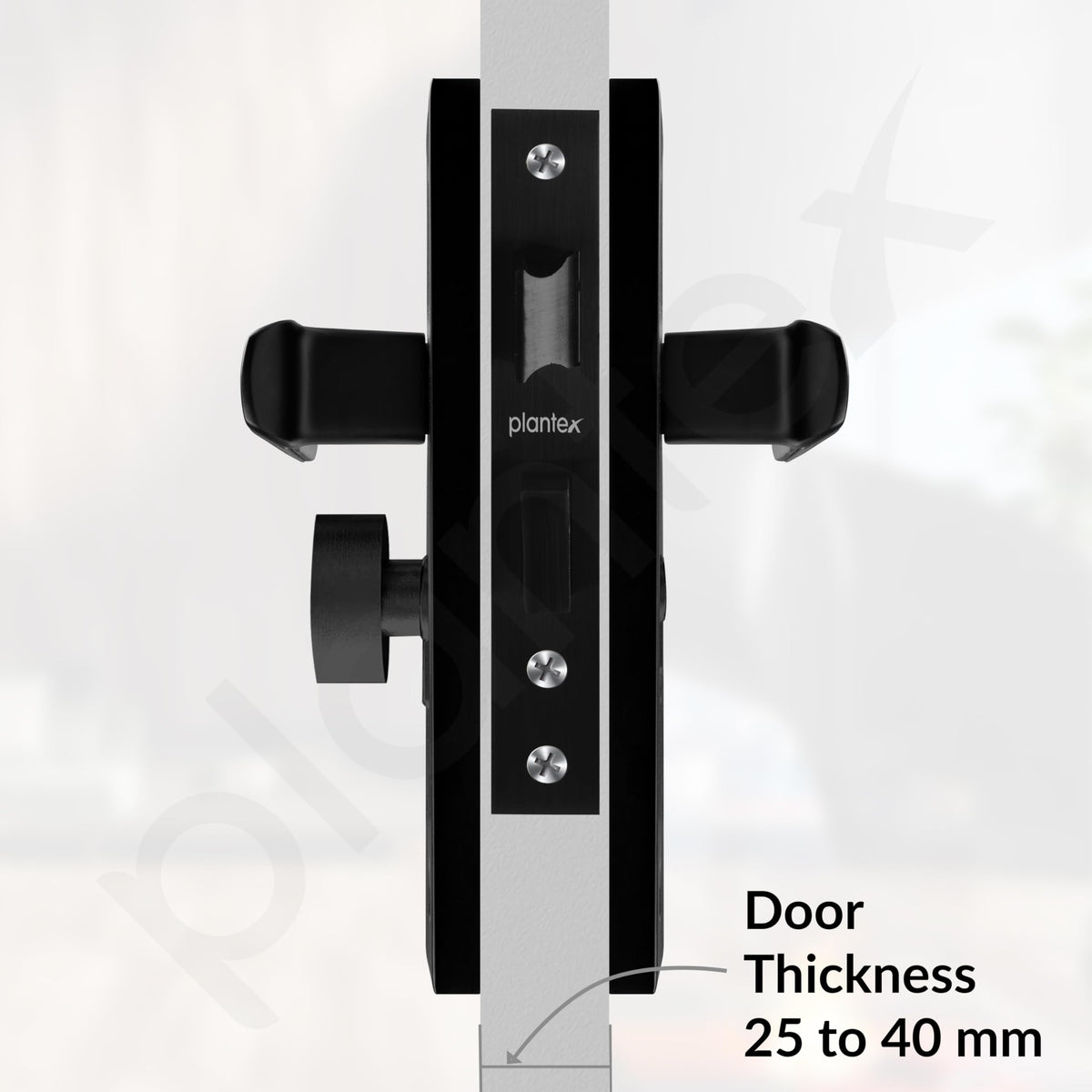Plantex Heavy-Duty Door Lock Set - Main Door Lock Handle Set/Mortise Lock with 3 Keys, Brass Lock Body & Cylinder (8127 - Z Black & DC Black)-5