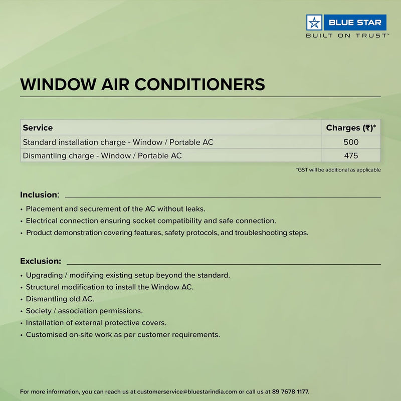 Blue Star 2 Ton 3 Star Inverter Window AC (Copper, Turbo Cool, Fan Modes-Auto/High/Medium/Low, Hydrophilic Blue Fins, Dust Filters, Self-Diagnosis, WID324L, White)