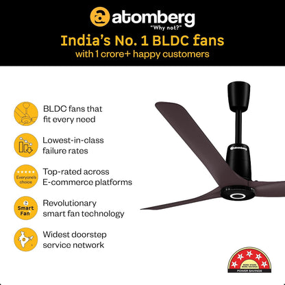 atomberg Aris Contour Smart 1200mm Voice Controlled BLDC Ceiling Fan with Remote |BEE 5 Star| Best-in-class Air Flow | Silent Operation| Designer Fan | Free Installation | 5 Year Warranty |Umber Brown
