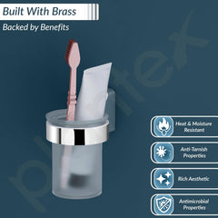 Plantex Rich Brass Bathroom Accessories - Unique Tooth Brush Holder/Tumbler Holder/Toothpaste Holder(Chrome)-4