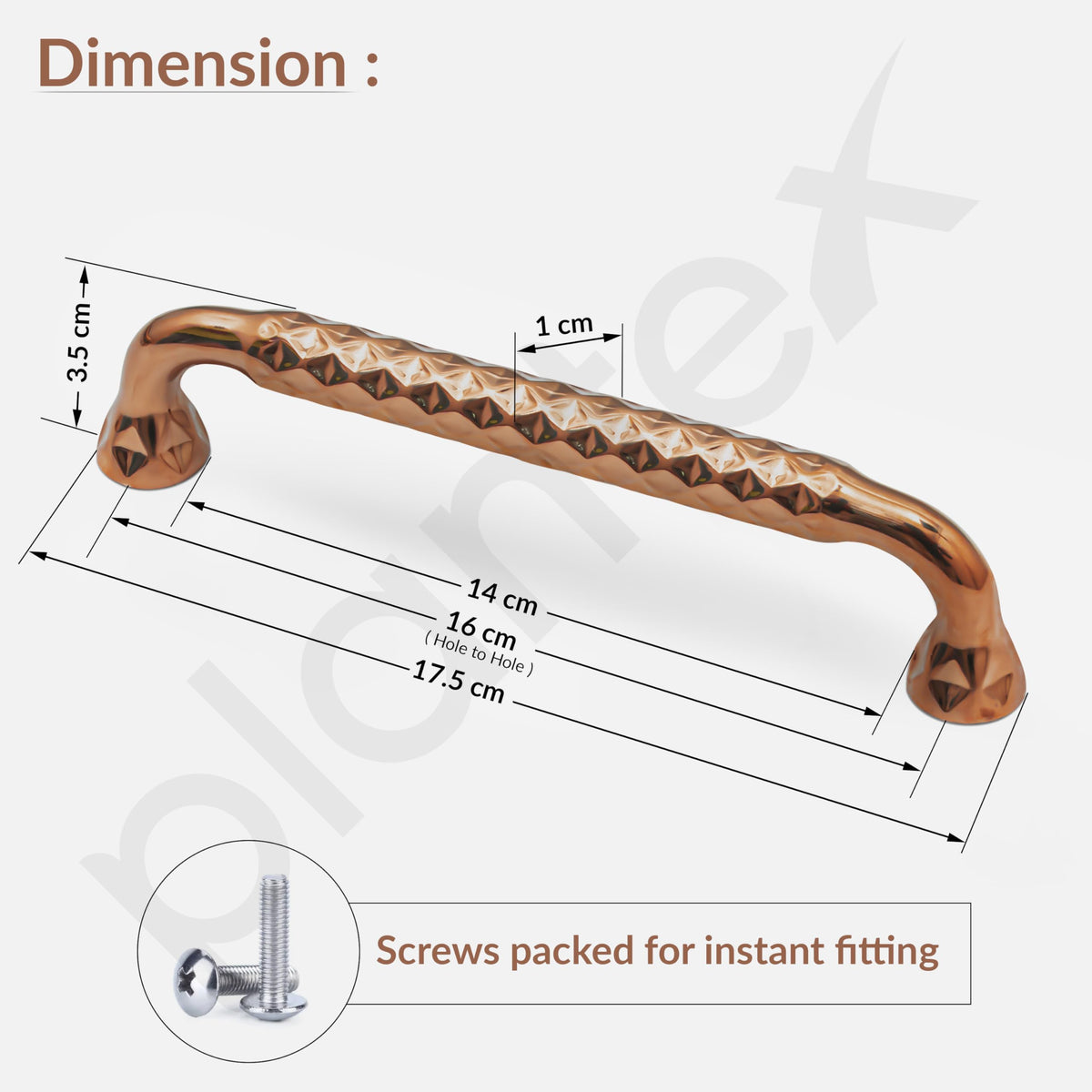 Plantex Cabinet Handle/160mm Handle for Cabinet/Wardrobe Handle/Door Pull-Push Handle for Home/Office - Pack of 1 (Rose Gold) (Model APS-DTC-3710)-3