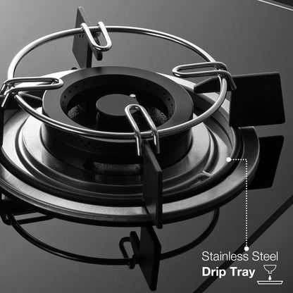 KAFF HBR 603 Built-in Hob/Hobtop 3 Burners, Auto Electric Ignition Glass Top, 60 CM, Powerful Brass Burners, 8 MM Thick Toughened Glass, Enamelled Matt Grills (Black)