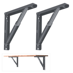 Plantex Heavy Duty 16 Inch Foldable Table Bracket/GI Steel Multipurpose Shelf Bracket/Space Saving Wall Bracket/Folding Bracket for Home & Office - Pair of 1 (Grey)-1