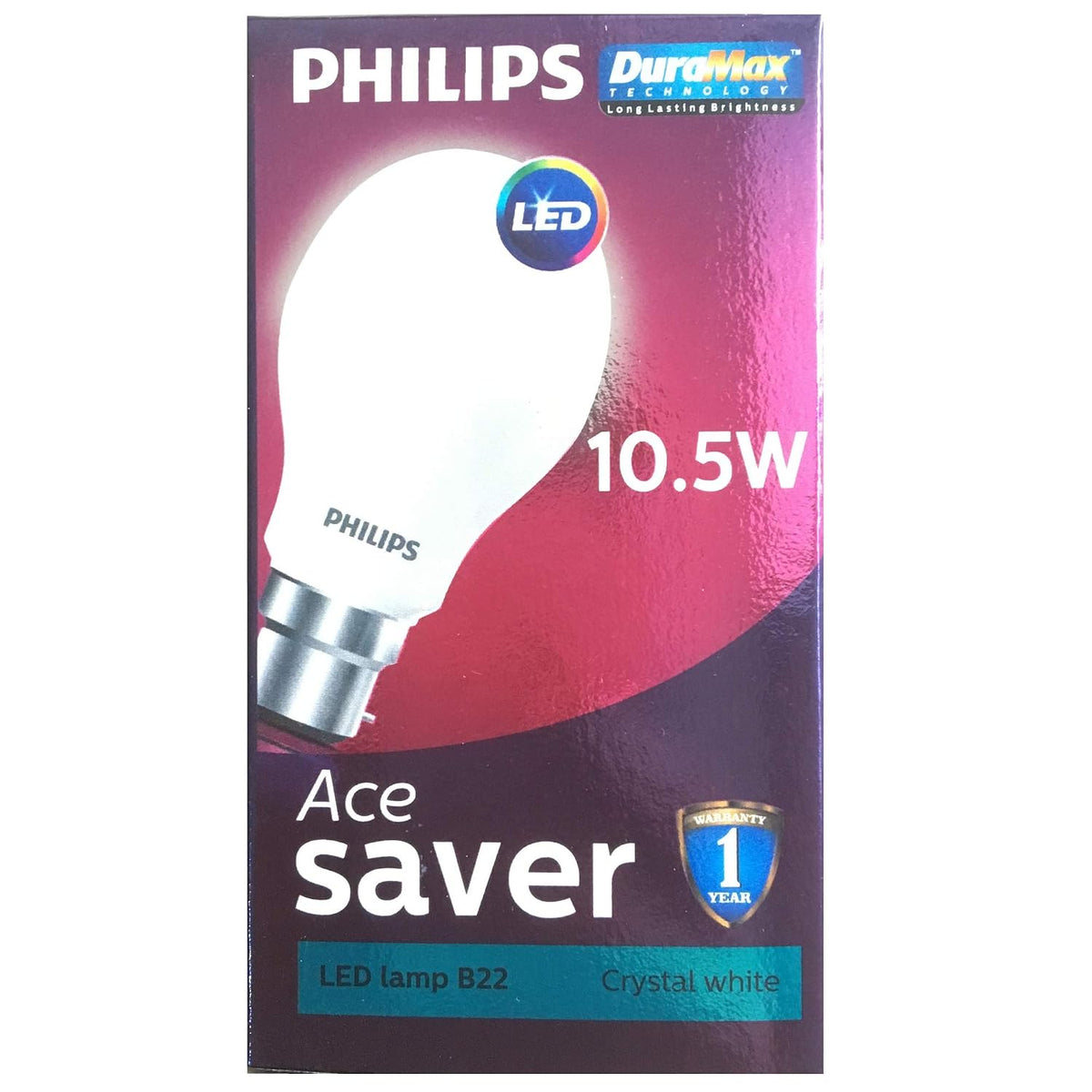 Philips Base B22 10.5W LED Bulb (Cool Day Light/Crystal White, Pack of 2)