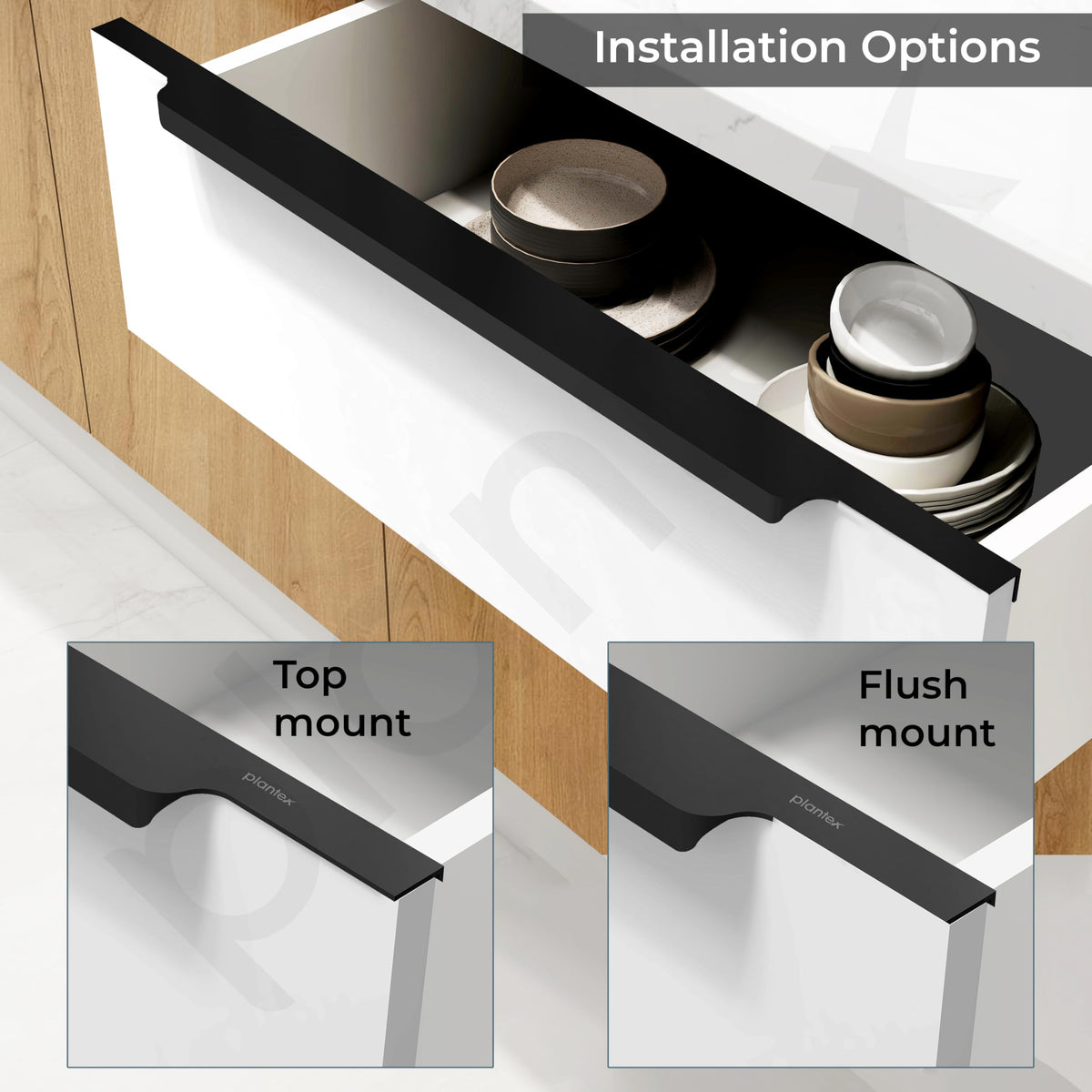 Plantex Profile Handle for Kitchen Cabinet/26 Inch Aluminium Drawer Profile Handle/Wardrobe Pull Handle for Home/Office/Hotel - Pack of 3 (Black) (Model APS-PF-1004)-4