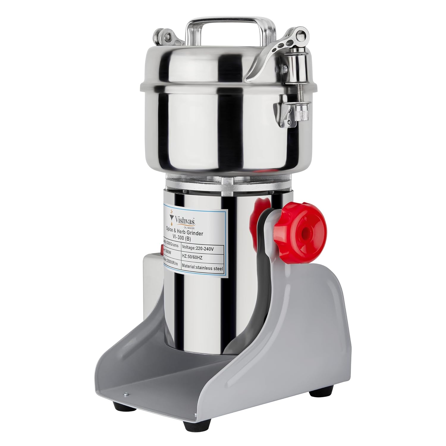 Vishvas Oil Maker Masala Grinder Machine for Home Use with 300gm Dry Masala Spices Mixer Grinder Machine 300 GM (White) Stainless Steel