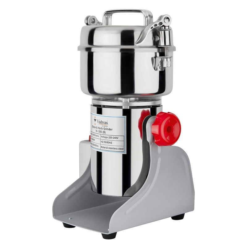 Vishvas Oil Maker Masala Grinder Machine for Home Use with 300gm Dry Masala Spices Mixer Grinder Machine 300 GM (White) Stainless Steel