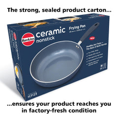 Hawkins Ceramic Nonstick Frying Pan, 23 cm Diameter, Induction Fry Pan, Granite Omlette Egg Pan, Fish Pan, Blue (ICF23)