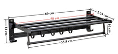 Plantex Space Aluminum Folding Towel Rack/Towel Stand/Hanger/Bathroom Accessories (24 Inches, Black-Matt)-2