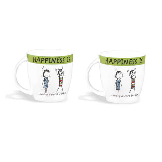 Clay Craft Happiness is - Having a Weird Brother Mug Set of 2