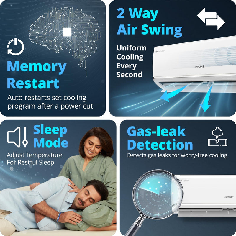 Voltas 1 ton 5 star,New star rated, Inverter Split AC (Copper, Convertible 5-in-1 Cooling Mode,2-Way Air Swing, Anti-dust Filter with Anti Microbial Coating,Auto Clean (125INV VECTRA ZEN SILVER,White)
