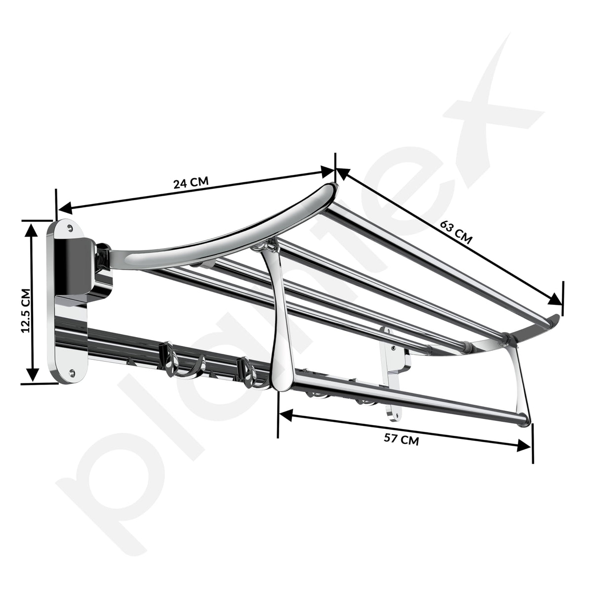 Plantex Folding Towel Hanger for Bathroom/24 InchTowel Rack/Towel Rod for Bathroom/Towel Holder/Bathroom Accessories (Chrome) Pack of 2-3