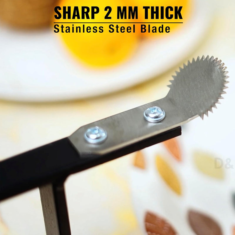D&V Engineering Heavy-Duty Table-Mount Coconut Scraper & Grater | Sharp 2 mm Stainless Steel Blade, Durable Metal Frame | Easy, Fast Coconut Grating | Fits Up to 3-Inch Slabs, Black Frame