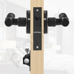Plantex Heavy Duty Bathroom Door Lock/Mortise Keyless Handle Set for Home/Store Room/Bathroom/Balcony/Office with Baby Latch (Black)-4