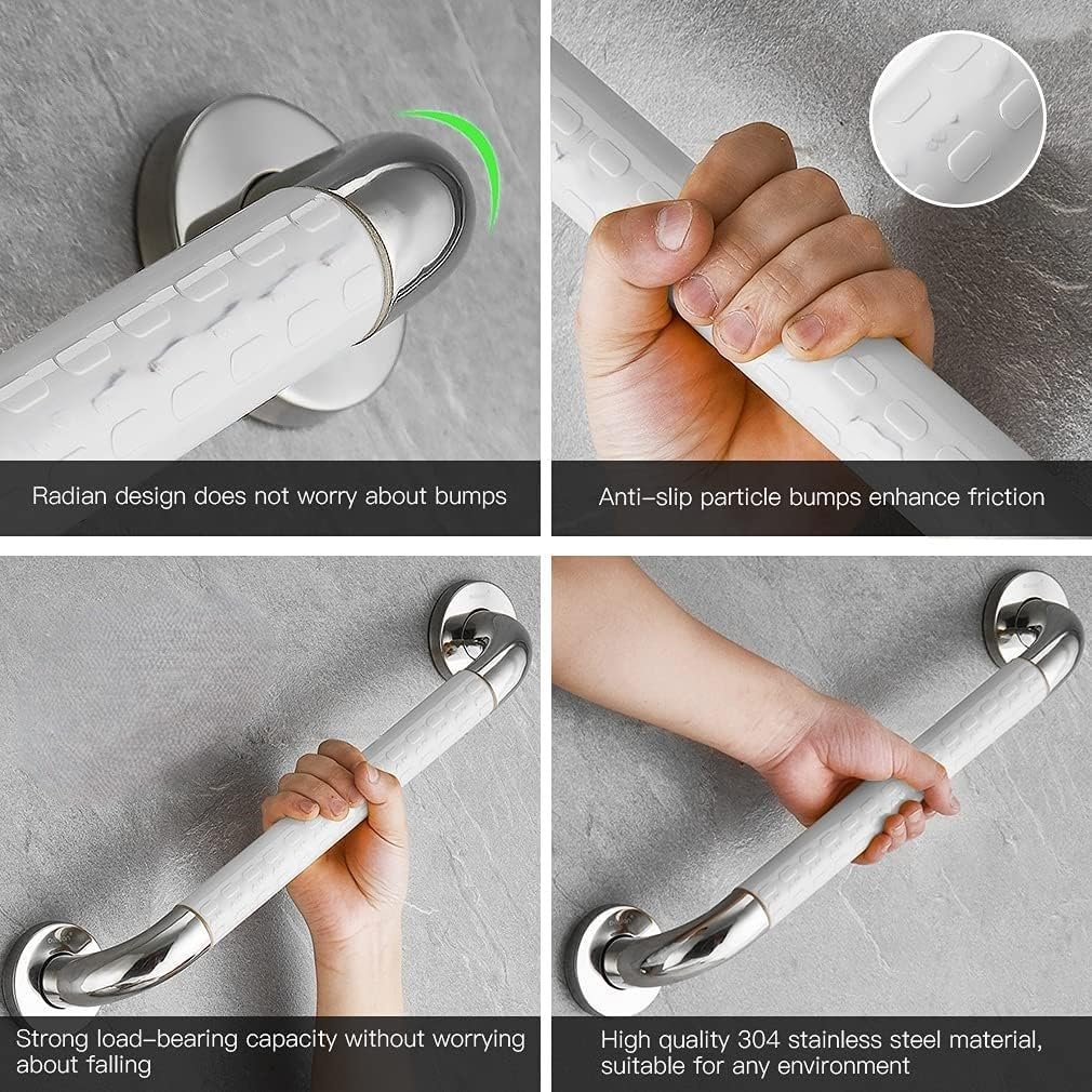 Plantex Non-Slip Toilet Support for Elderly People/304 Grade Stainless Steel Balance Support Grab Bar for Bathroom - Pack of 1 (Chrome & White)-6