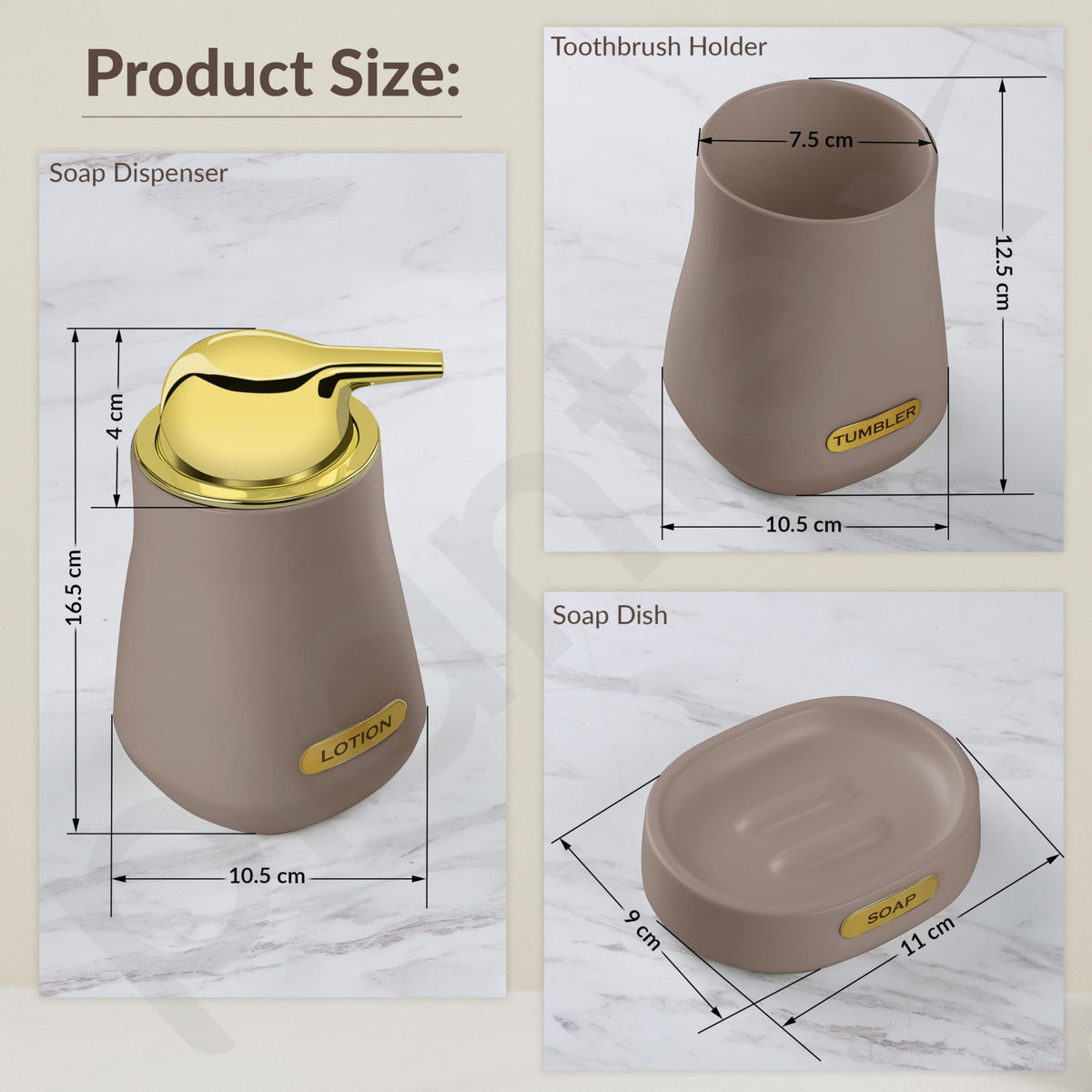 Plantex Ceramic Bathroom Set - Soap Holder for Bathroom/Liquid Soap Dispenser/Tumbler Holder/Toothbrush Holder/Handwash Dispenser - 3 Pcs Set (Model APS-NZBA-403)-5