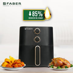 Faber 6 liter 1500W Air Fryer|Fry, Bake, Roast, Toast, Defrost, Grill & Reheat|360° Rapid Air Cooking, 85% Less Oil|Temp