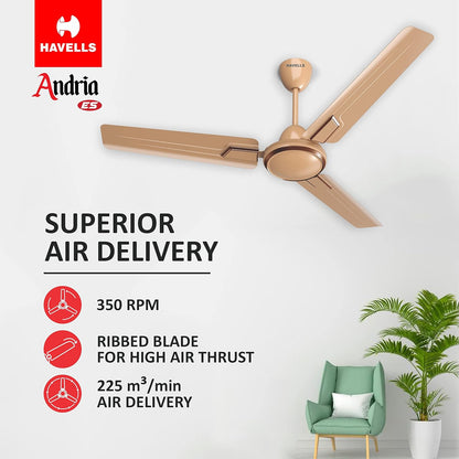 Havells 1200Mm Andria Energy Saving Ceiling Fan (4.2 stars, Quartz, Pack Of 2),White