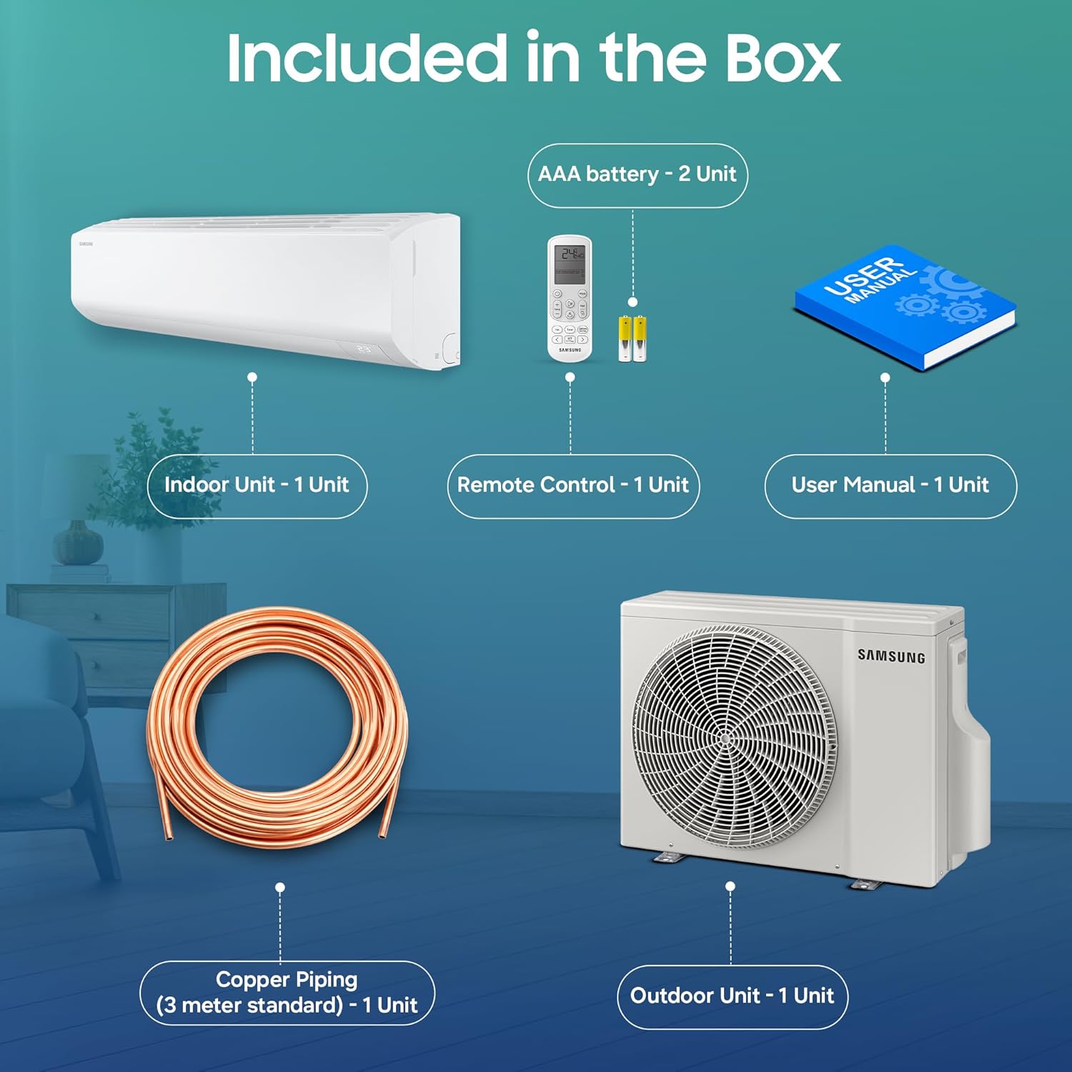 Samsung 1 Ton 5 Star,New Star rated Bespoke AI Inverter Smart Split AC (WiFi, Energy Saving, Voice Control, Powerful Cooling, Copper, Digital Inverter, 4 Way swing,5 Step Convertible,AR50H12D1ZHNNA)