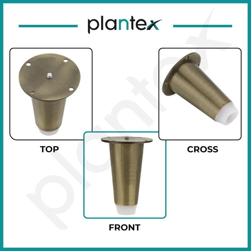 Plantex Heavy Duty Stainless Steel 4 inch Sofa Leg/Bed Furniture Leg Pair for Home/Furniture Legs for Table/Support Legs/Sofa Furniture Leg (Brass Antique) Set of 10 Pcs-5