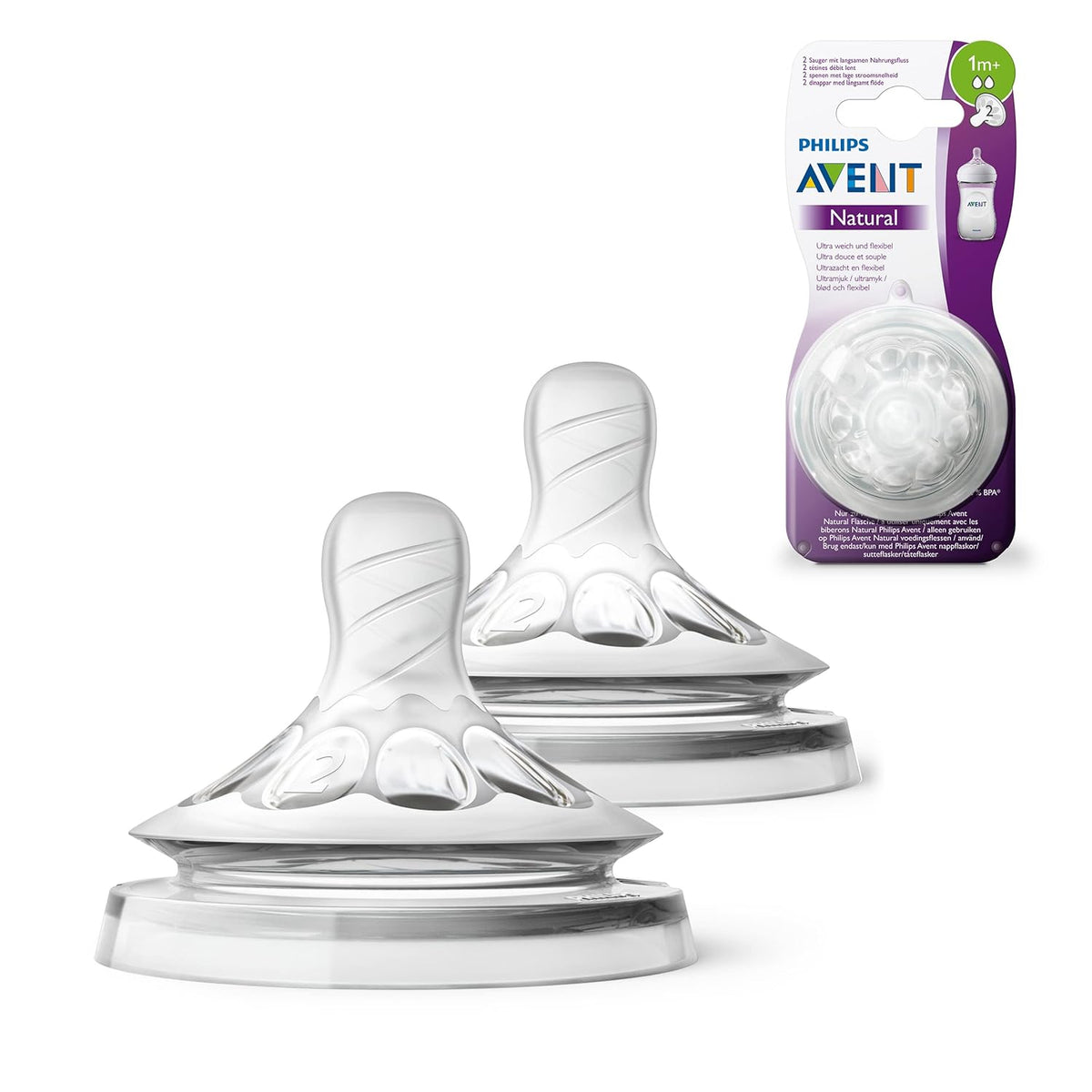 Philips Avent Natural Response 3.0 Bottle Teat- 2 x Baby Bottle Flow 3 Teats for Newborn Babies, 0+ Months (SCF042/27)