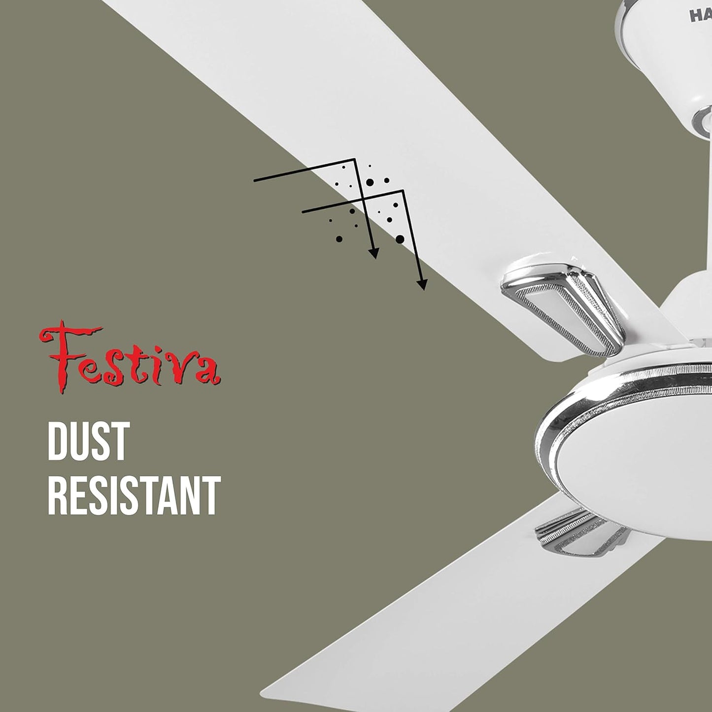 Havells Festiva 1200mm Dust Resistant Ceiling Fan (Pearl White Silver)