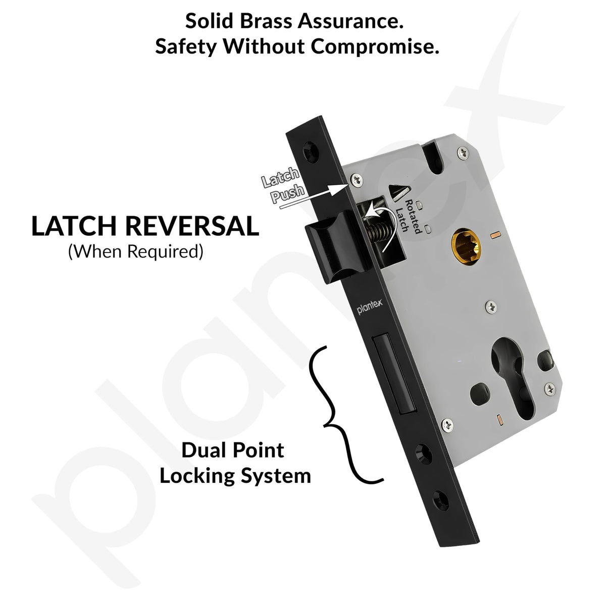 Plantex Door Lock Set - Main Door Lock Plate Handle Set/Mortise Lock with 3 Keys/Lock Body and Cylinder - Pack of 1 (OHMH-21, PVD Rose Gold & Black)-6