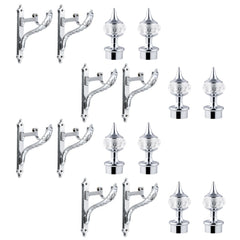 Plantex Aluminium Curtain Holder/Diamond Shaped Curtain Brackets/Curtains Rod Holder (Chrome - 4 Pair)-1