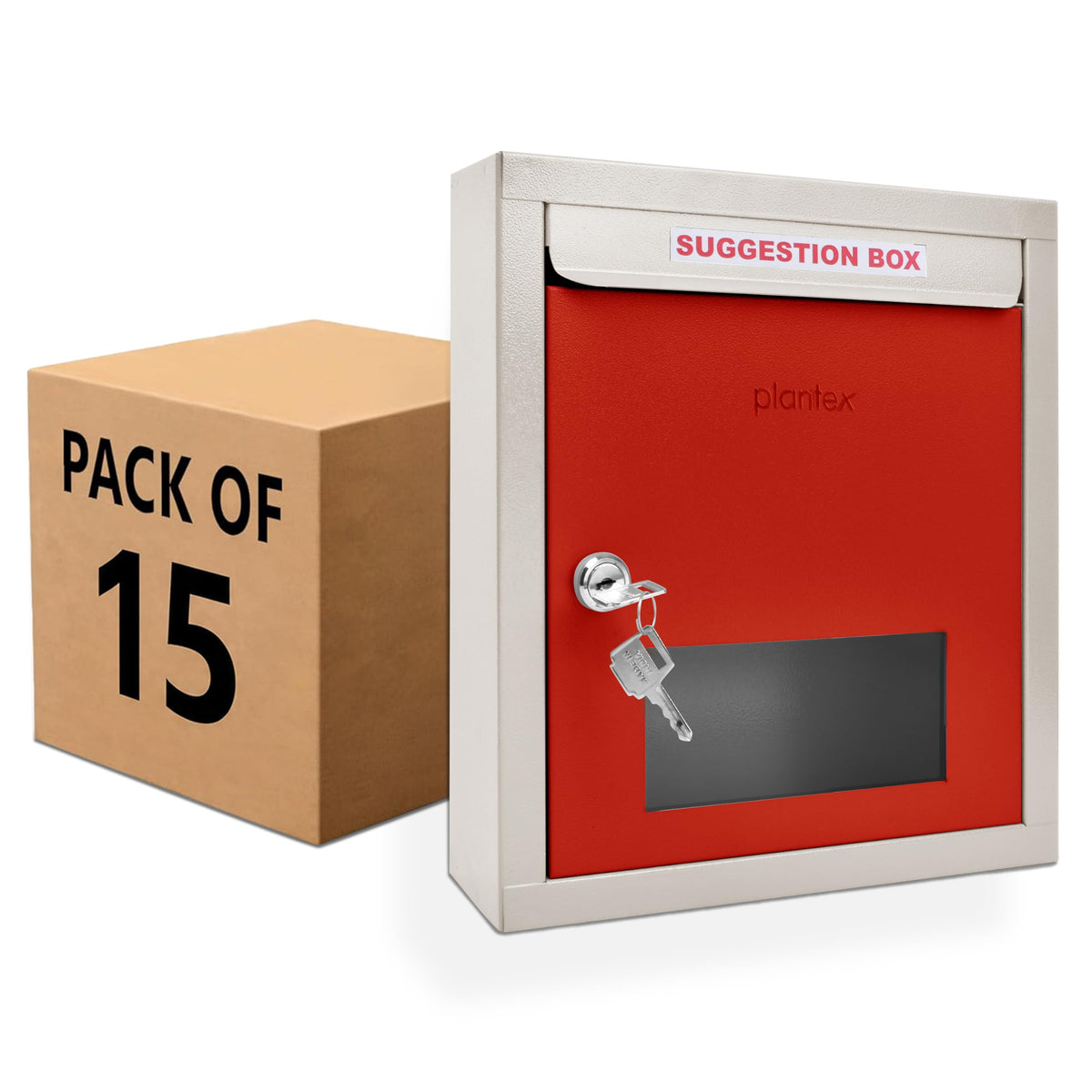 Plantex All in One Multipurpose Letter Box/Suggestion Box for Office/Post Box for Home gate/Donation Box/Complaint Box/with Lock -Wall Mount - Pack of 15 (Red & Ivory)