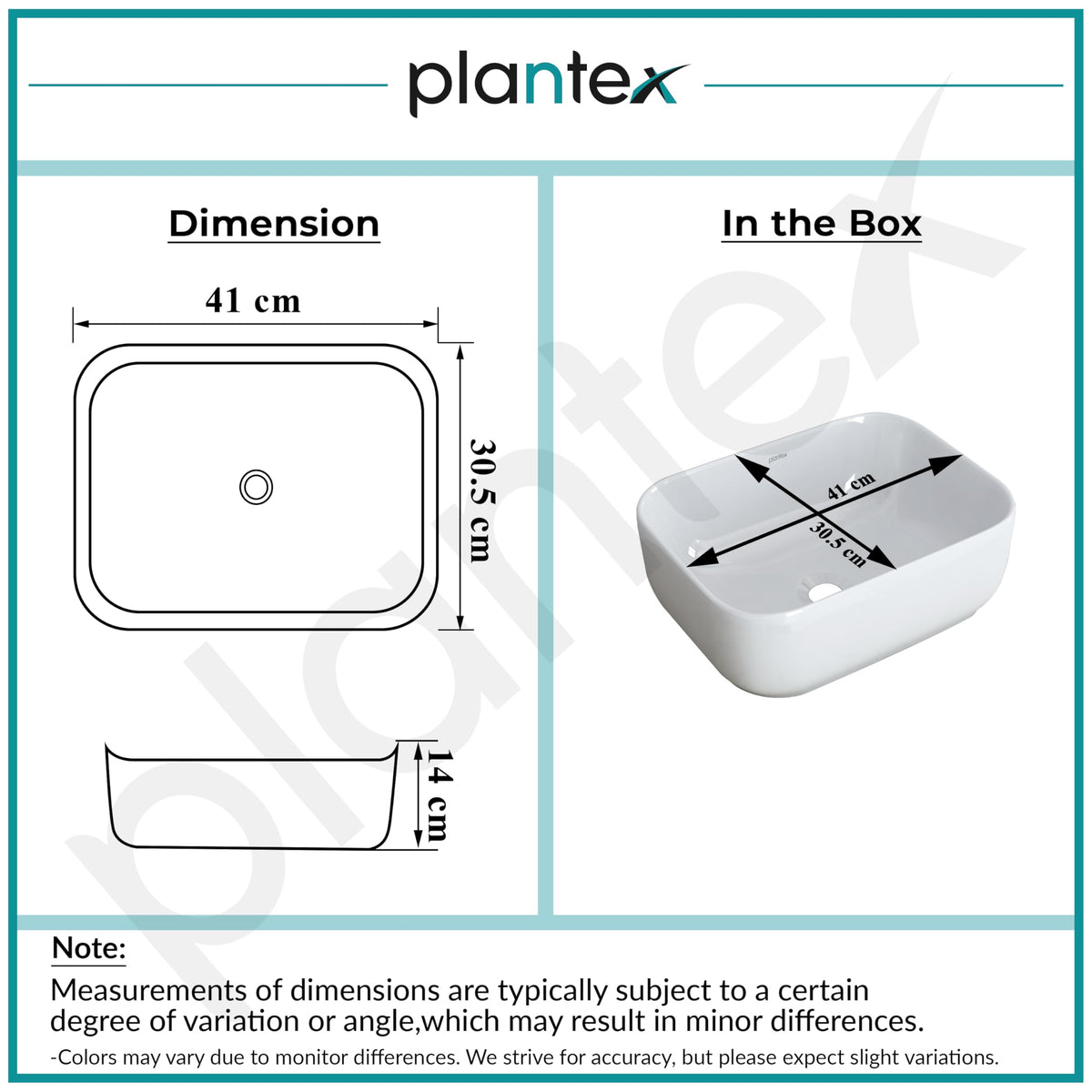 Plantex Ceramic Wash Basin for Bathroom/Table Top Washbasin with 10 Years Glaze Warranty by Plantex/Counter Top Basin/Basin for Restaurant/Hotel (Glossy White - 16 x 12 x 5.5 inch)-3