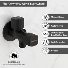 Plantex Angle Valve 2 in 1 with Brass Spindle/Two Way Angle Cock Tap with Wall Flange & Teflon Tape/Angle Valve for Bathroom- Pack of 1 (Black)-2
