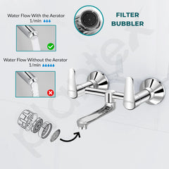Plantex Pure Brass Non Telephonic Wall Mixer with Water Saving Nozzle/Mixer Tap for Bathroom with Brass Wall Flange and Teflon Tape (Dol-2319-Chrome)-5