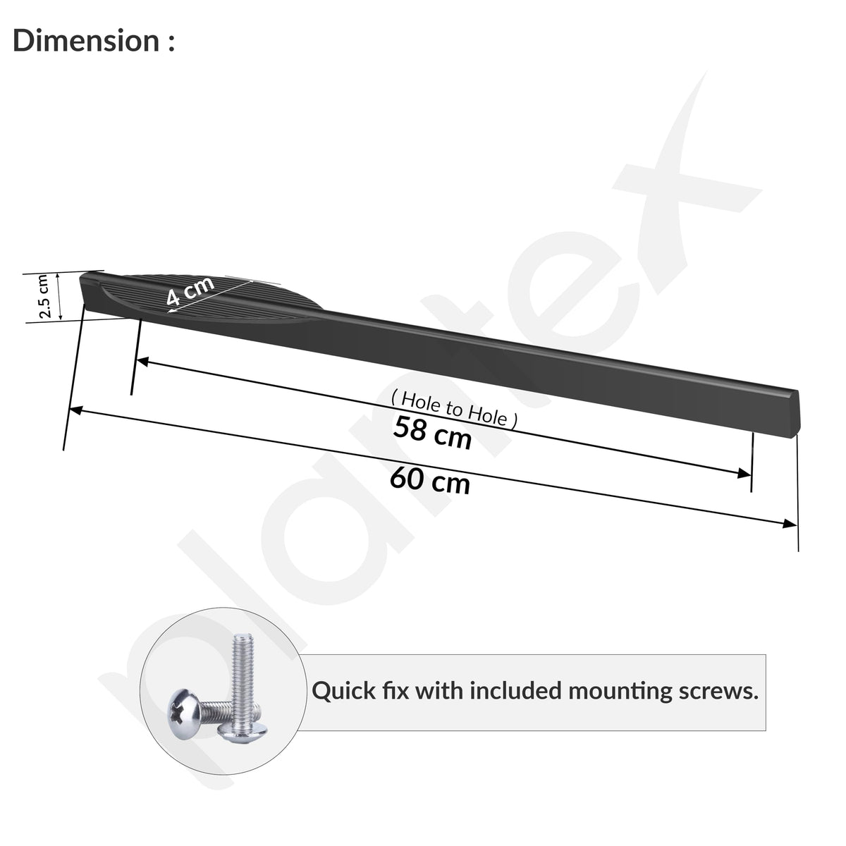 Plantex Cabinet Handle/Kitchen Cabinet Door Handle/Wardrobe/600 mm Cupboard Handle/Door Pull-Push Handle for Home/Office - Pack of 2 (Black) (Model APS-DTC-5590)-3