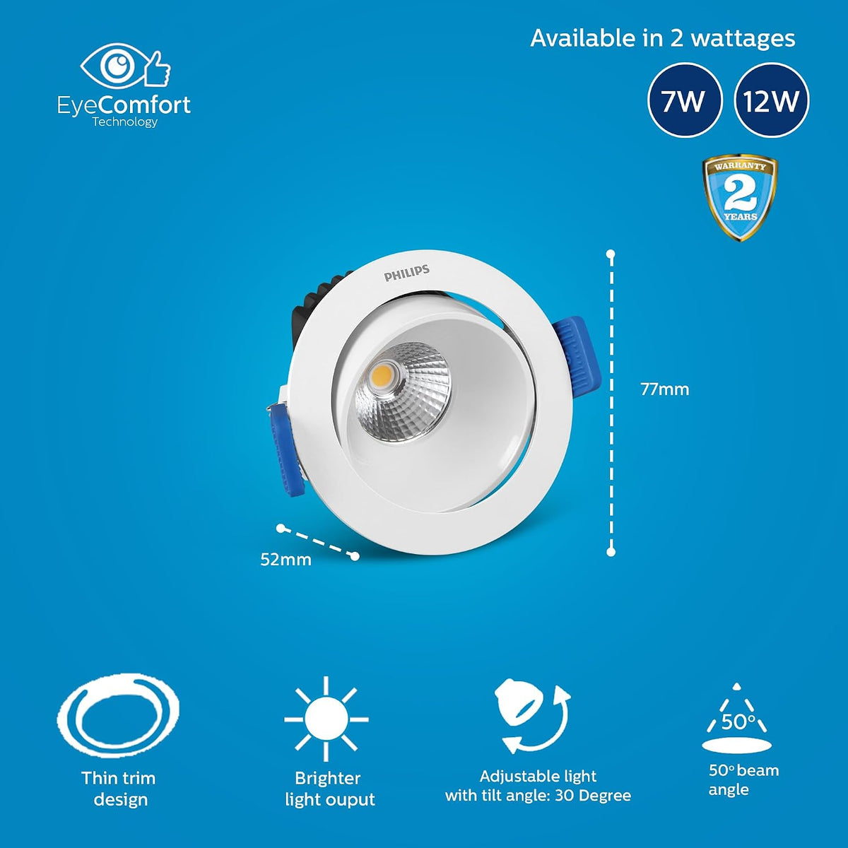 Philips Aluminium 12-watt Round LED COB Spot Light