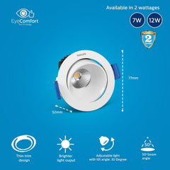 Philips Aluminium 7-watt Round LED COB Spot Light