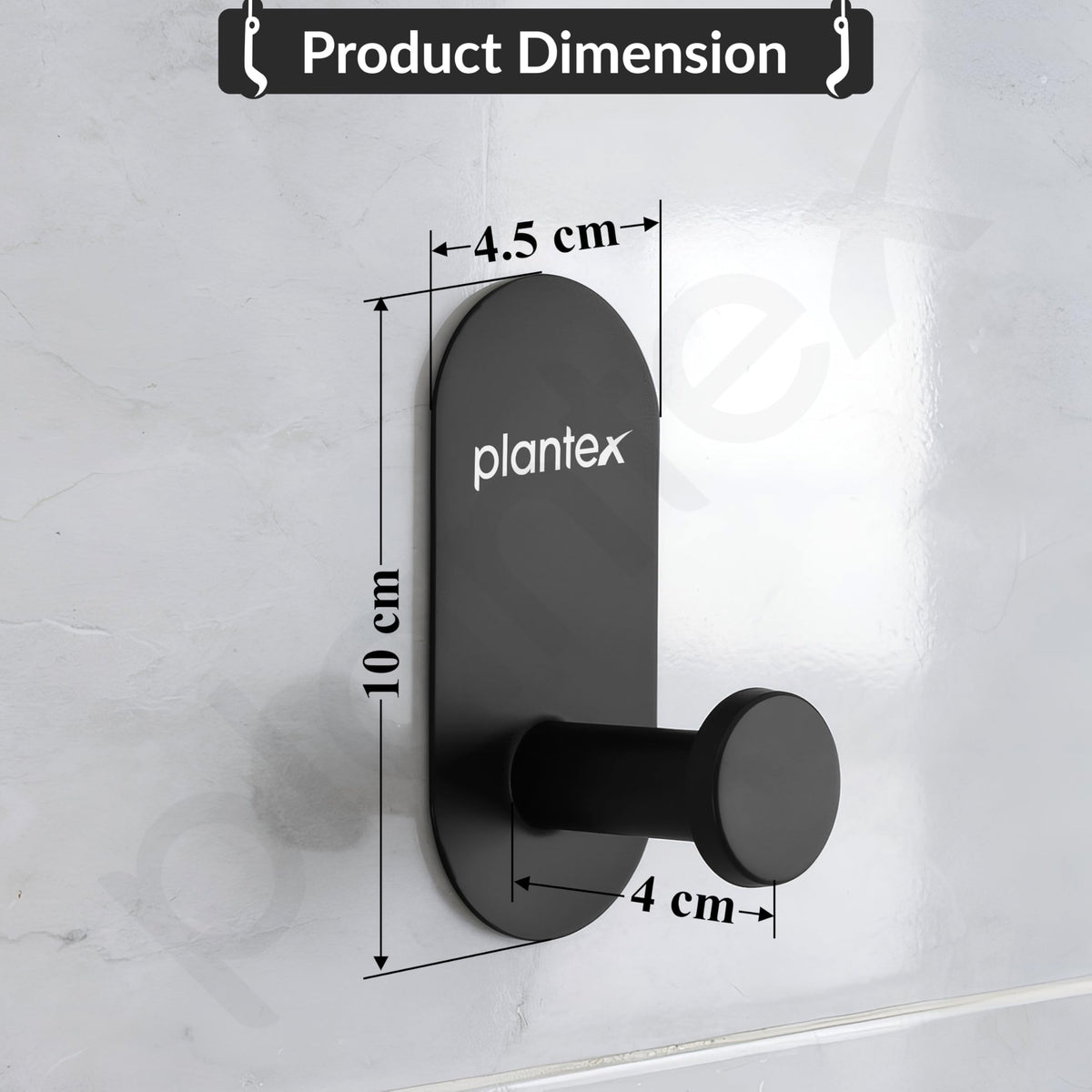 Plantex Wall Hanging Hook/Bath Towel Hook/Self Adhesive Oval Robe Hooks for Kitchen/Bathroom/Stylish Home Decor Items - Pack of 6 (Black)-4